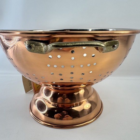 New Vintage ODI Colander Copper Brass Nickel Footed Pedestal 9" Strainer Decor - Picture 6 of 11